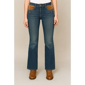 Lauren Jeans‎ Co Ralph Lauren Denim Flare Leg Jeans Suede Pocket - Size 12